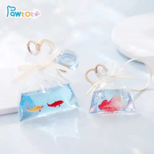 Pawtoto Bag of Golden Fish Red Stress Ball - Handmade Unique Paint, Food-Grade BPA-Free Silicone, Water-Resistant, 7x9x3 cm, 50g Office Desk Companion, Quirky Gift for Family & Friends (Toys & Hobbies Stress Relief)