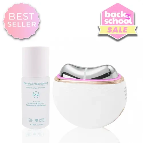 RIKI LOVES RIKI Sculptress & RIKI Sculpting Serum Bundle - EMS, LED Light Therapy, Heat, Cooling, Vibration for Lifting, Toning, Rejuvenation & Enhanced Absorption | LIVE Only