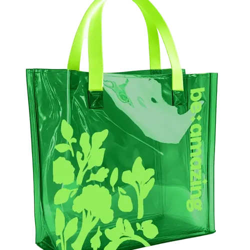 Be Amazing Women's Bright Green Jelly Transparent Retro Y2K Tote Bag - Casual Lightweight Carrying Bag, Bright Green Graphic Design Tote, Bright Green Graphic Women's Tote Bags