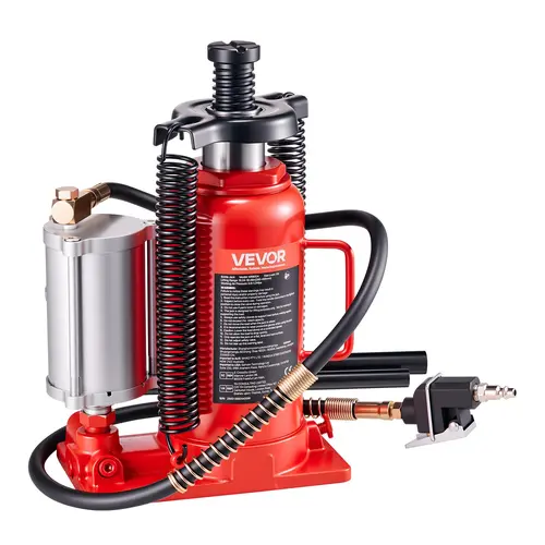 VEVOR Cast Iron Air Hydraulic Bottle Jack with Pump, 20-Ton Cap. (44,092 lbs) with 2.6in Fine Tuning, 10.2-19.5 Inch Lifting Range, 20t Box Truck Ready, Dual Springs, Heat/Cold Resistant, Leakfree Fill Port, Overload Valve Guard for RV, Car Repair