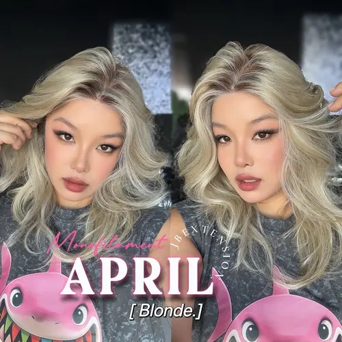 JBEXTENSION APRIL MONO Monofilament Handmade Wig 6X5 Full Monofilament Hand Tied Top Wig 18 Inches Mono Lace Wig With Anti-slip Silicone Strips Glueless Wig APRIL MONO【BENDY EAR TABS】