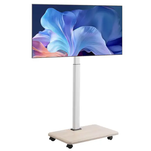 【Fallpicks】VEVOR Space-Saving Swivel Freestanding Rolling Table TV Stand with Wheel - 32-70 Inch Table Mount, 25° Left-Right Rotation, Height Adjustable, 99 lbs Capacity, Max VESA 600x400mm, Easy Setup for Bedroom, Outdoor