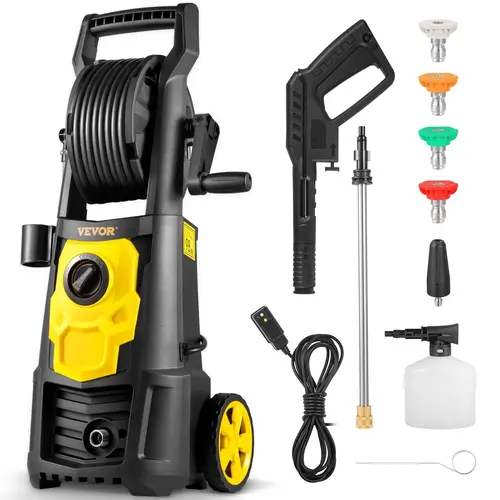 【Fallpicks】VEVOR Electric Pressure Washer, 1500W Motor Drive, 2000 PSI, 1.76 GPM Max, Plastic Build, 5 Quick-Connect Spray Nozzles, 500ml Foam Blaster, Adjustable Nozzle Exterior Wash, Portable Waterjet, ETL Listed, Lawn Equipment for Decks, Patios