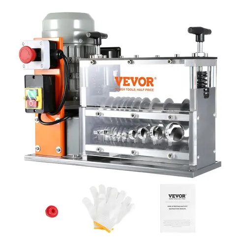 【DealsForYouDays】VEVOR Automatic Wire Stripping Machine,  0.06''-1.26'' Electric Motorized Cable Stripper, 750 W, 98 ft/min Wire Peeler with Visible Stripping Depth Reference, 10 Channels for Scrap Copper Recycling Heavy Duty Tool