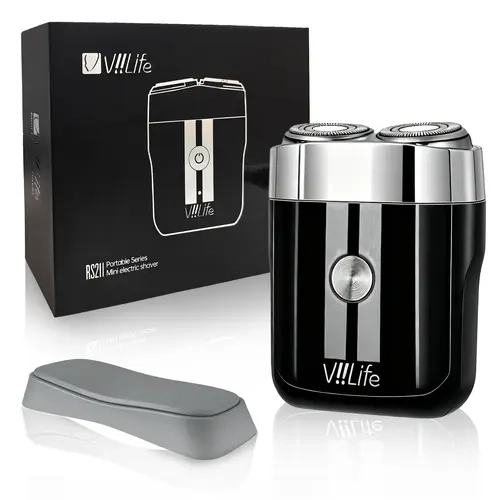 Viilife Men's Foil Electric Shaver - Floating Head, IPX7 Waterproof, 60-Minute Long-Lasting Rechargeable Battery, Stainless Steel Wet-Dry Neck Hair Removal Tool, Mini Compact Portable Gift Boxed Self-Care Gift for Dad