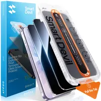 【Dust-Free Tray Auto-Install】SmartDevil (2/3 Pack) Screen Protector for iPhone, Samsung—Optical Clear / Privacy Protection—Anti-Spy 9H Tempered Glass, Anti-Fingerprint, Sensor & Case Friendly