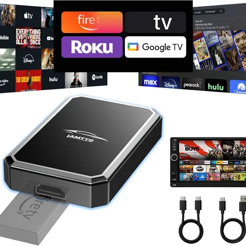 LAMTTO Wired-to-Wireless CarPlay Adapter — Stream Video from TV Sticks, Nintendo Switch, or iPhone to Your Car Screen. Ideal for Families with Children, Road Trips, and In-Car Entertainment. Android Auto Is Not Supported