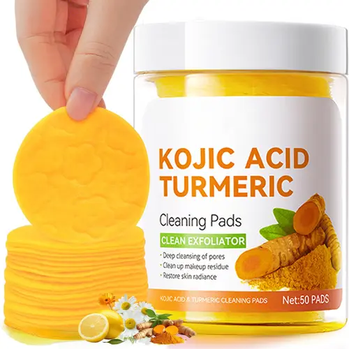 Kojic Acid Turmeric Cleansing Wipe Pads Exfoliate for Acne and Dark Spots