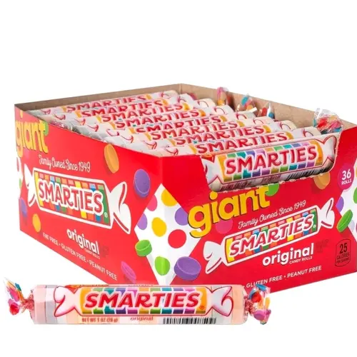 Smarties Candy Giant Rolls Original Flavor Bulk Gluten Free & Vegan Delight Sweetness from Family Owned Since 1949 Peanut Free Dairy Free Perfect Holiday Treat - 2.2 Pound 36 Count holiday gift