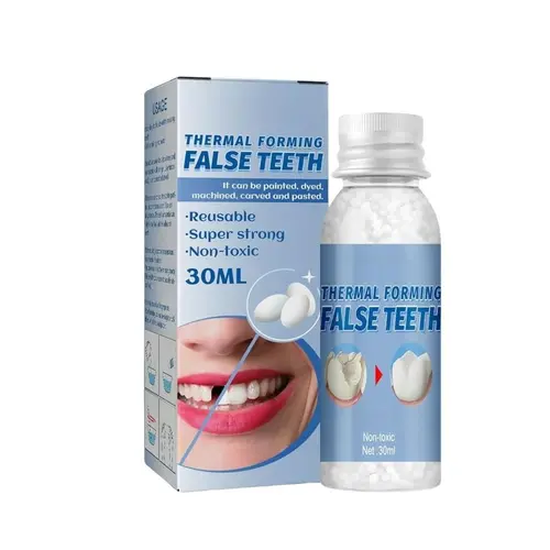 1/2PCS Fake Teeth Beauty Products – Temporary Cosmetic Teeth Replacement, Lightweight Moldable Dental Restoration Fillers, Washable Reusable for Halloween, Parties & Cosplay, Easy Shape & Fit, Natural White Look, Fun Costume Accessory for Themed Events