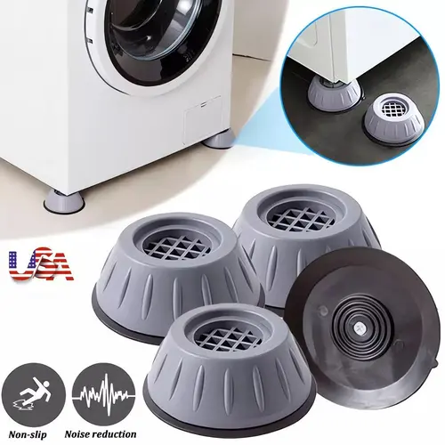 4-Piece Durable Compact Shock-Absorbing Pads for Large Home Appliances. Anti-vibration pads cut noise, prevent sliding, offer stable support for refrigerator and washer. Wear-resistant floor protectors, practical household accessories for daily home use,