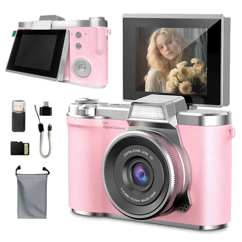 Flip Screen Retro Camera for Teens, Entry-Level Digital Camera with Filters, Compact Camera, Camera for Students, Perfect Gift for Christmas, Back to School & New Year