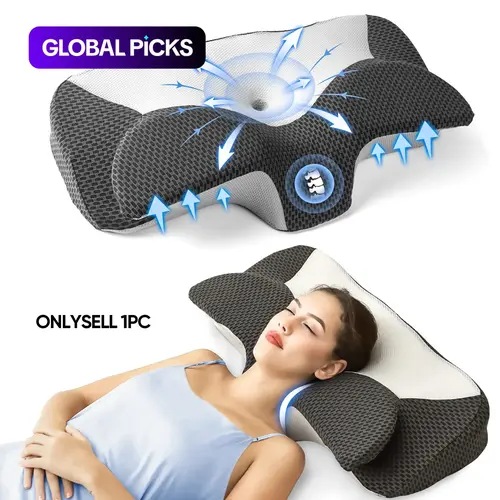 28-inch Extra-Wide Ultra-Comfortable Neck Pillow Pillow with 2 Contoured Heights for Side, Back and Stomach Sleepers, Washable Breathable Cover, Ergonomic Neck Care #GLOBAL PICKS