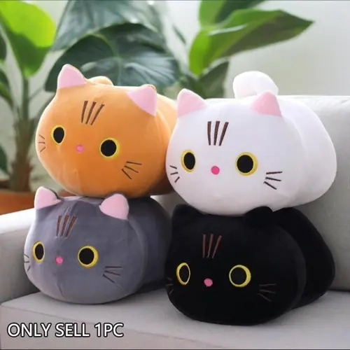 Cute Cartoon Cat Plush Toy, Soft Adorable Stuffed, Soft Kitten Doll for Boys & Girls, Ideal Halloween Christmas Gift, Home Decor Stuffed Animal, Cute Stuffies