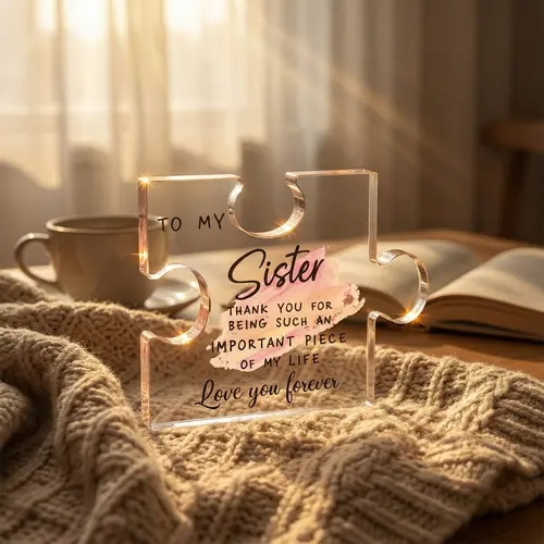 To My Sister Lightweight Transparent Compact Rectangle Acrylic Puzzle Plaque Gift - Heartfelt Keepsake for Birthday, Christmas - Home Decor Products, Office Accent, Wall Art Sign, Dresser Decor