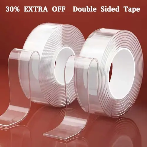 2-PACK Double Sided Tape Heavy Duty, Nano Double Sided Adhesive Tape, Clear Mounting Tape Picture Hanging Adhesive Strips (9.85FT)