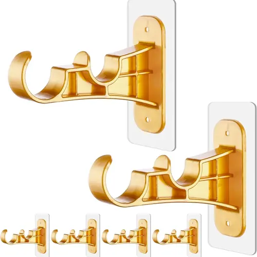 Antimbee 6-Pack Adhesive No-Drill Double Curtain Rod Brackets with Acrylic-Gel Pad, 13lb Heavy-Duty, 1" Rod Fit, 2 Hooks per Holder, 24h Set Time, 6-Pack Coverage, Fits Glass & Tile, Renter-Friendly Damage-Free Holders for Apartments