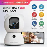 CINMOORE 2.5K Pet/Baby Indoor Security Camera, No Subscription, Person & Pet Detection, PTZ WiFi Baby & Pet Monitor, Full Duplex Two-Way Audio, Color Night Vision, SD Card Local Storage, Nanny Surveillance Camera, 360 Panoramic Security Cameras & Systems