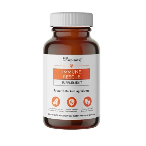 Just Ingredients Immune Rescue Supplement – 60 Capsules – Immune & Antioxidant Support – 30 Day Supply - Elderberry, Echinacea, Zinc, Astragalus, Olive Leaf & Garlic