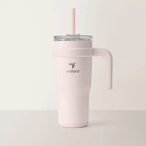Reduce Cold1 24oz (500-1,000 ml Equivalent) Stainless Steel Vacuum Insulated Flask - Portable, Casual, Leak-Proof, Reusable Water Bottle for Adults, Tall Cylinder Solid Color Kitchenware Drinkware with Straw for Everyday Hydration