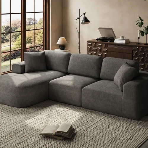 【Black Friday】Dowinx 107" Modular Sectional Sofa with Chaise, No Assembly Required Modern Boucle Couch, Convertible L-Shaped Sectional Sofa for Living Room, Deep Seat Cloud Couch