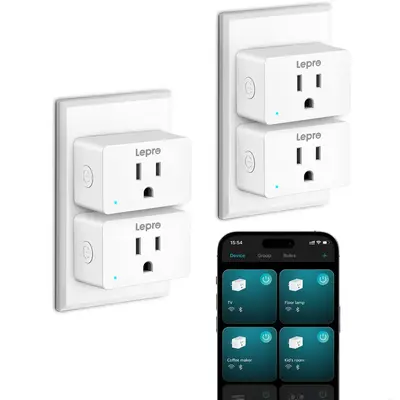 Lepro P1 Smart Plug Mini 15A, WiFi Outlet Plugs Compatible with Alexa & Google Assistant, Voice/APP Control, Timer & Group Controller, ETL & FCC Certified, 2.4GHz Only, Power Plugs, Wi-Fi Plugs