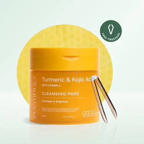 [PLANTIFIQUE Official Shop] Kojic Acid-Turmeric Gentle Cruelty-Free Exfoliating Cleanser Pads, Daily Use, Hydrating Skin Brightening Product to Exfoliate, Smooth Tone, Treat Hyperpigmentation, Contains Fragrance/Parfum