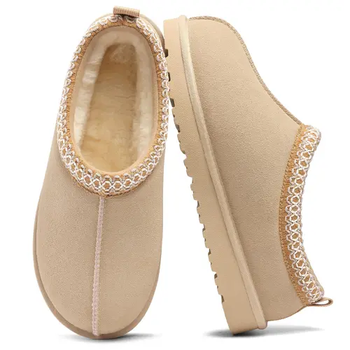 KIDMI Women's Braided Suede Mini Bootie- Cozy Suede Outer, Warm Round Toe Slip-On Shoes for Women, Outdoors, Fluffy Fur Lined,,Genuine,Autumn Winter,All Day Comfort,Ideal Present