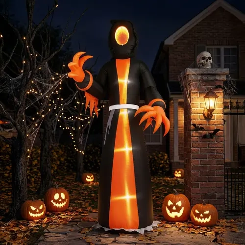 VINGLI 12FT Waterproof Lightweight Spooky Halloween Inflatable Party Decoration, Giant Creepy Cute Blow-Up Balloon with LED Lights for Garden, Patio (Ideal for Decorating for Halloween)