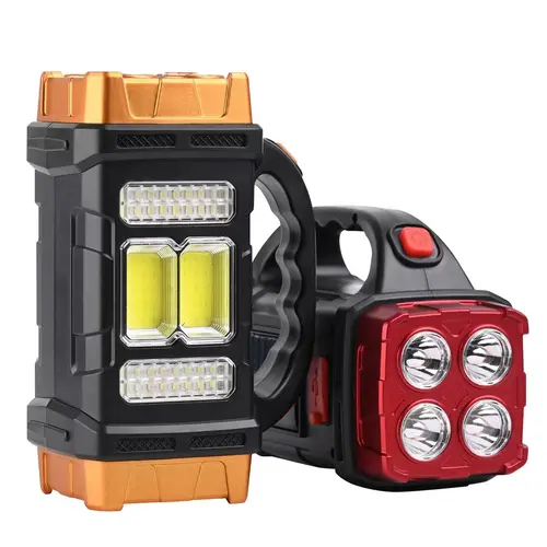 Rechargeable Flashlight Torch Light - 1000 Lumens Spotlight, 4-Mode, 1500mAh Solar-USB Charging, ABS Plastic, Weather/Water Resistant, Warm/White Side Glow, Emergency Power Bank for Outdoor Use, Blackouts Power Outages, Flashlight Rechargeable