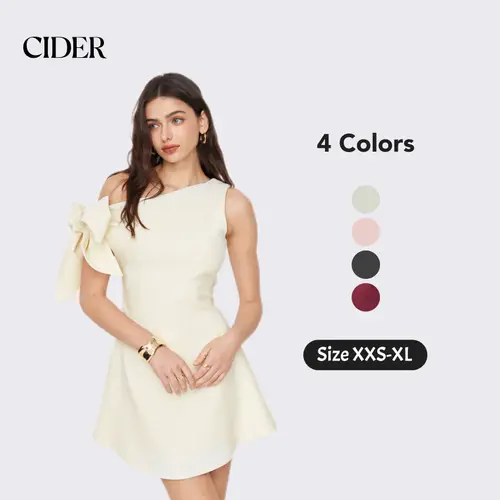 Cider Asymmetrical Neck Knotted Mini Dress Sleeveless Summer Dress For Women Date Night Casual Elegance Chic Womenswear SummerWins Dealsforyou