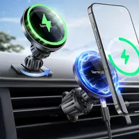 Lamicall 15W MagSafe Car Charger Mount - 2-in-1 Vent Clip & Dashboard Adhesive, High Speed Charger, Fast Charging Solution, Adjustable Car Phone Holder, Wireless Phone Accessories for iPhone 16/15 Pro Max