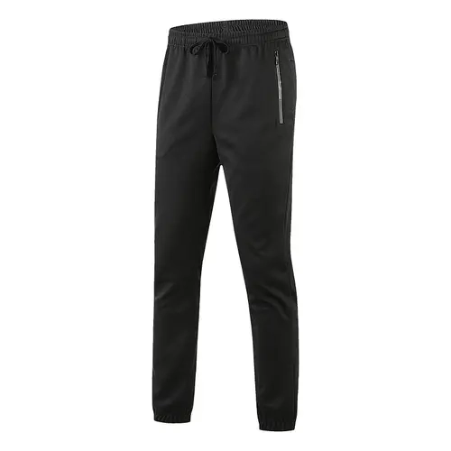 Men's Minimalist Fitted Athleisure Jogging Pants - Black, Drawstring Adjustable Waist, Zipper Detailing, Outdoor Active Pants for Athletes