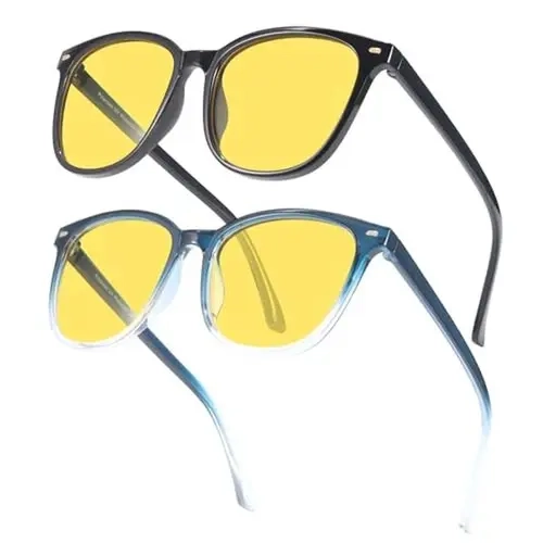 Myiaur Polarized Night Driving Glasses for Female & Men - Yellow Anti-Glare Lens, Tortoiseshell Frame, UV400 Protection Outdoor Driving Glasses, UV Blocking Sunglasses for Rainy Day