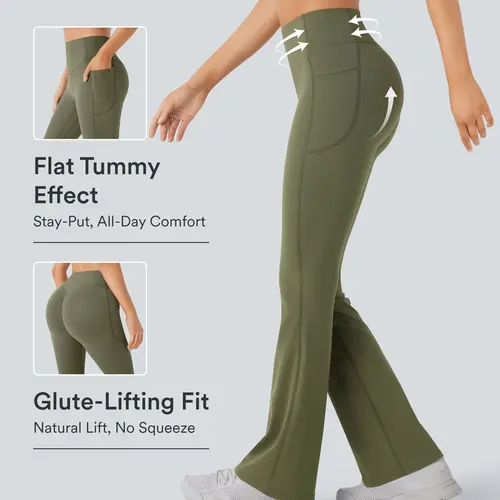 Halara UltraSculpt High Waisted Scrunch Butt Lifting Tummy Control Pocket Shaping Yoga Bootcut Leggings