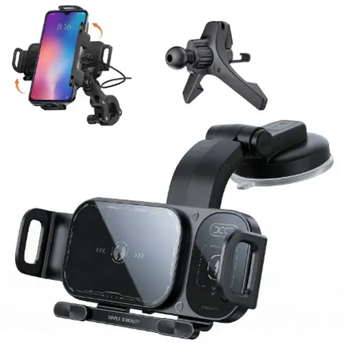 15W Wireless Fast-Charging Phone Holder for Car, Auto Accessories Vehicle Accessory, 12V Cable Air Vent Hook & Clip Mount, 1-Button 90° Quick Rotate, Automatic Clamping for Foldable & Regular Smartphones Including iPhone