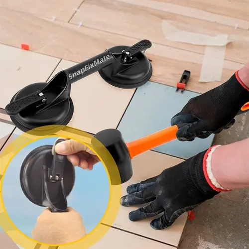 GJANSH Laminate Floor Gap Repair Tool Kit -Aluminum Floor Gap Fixer with Rubber Mallet for Laminate, Vinyl Plank,SPC&Floating Floor Installation|Gap Closer for Smooth Surface Flooring (Black)