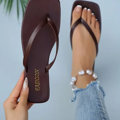 Women's Spring Summer Sandals, Daily Wear Sandals, Thong Sandal, Flip Flops, Square Toe Casual Beach Home Outdoor Shoes, Comfortable Footwear