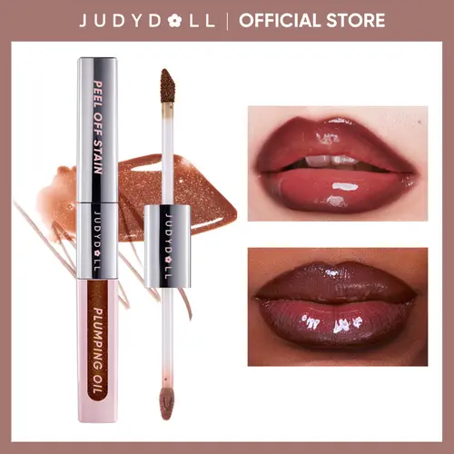 JUDYDOLL Peel Off Stain and Plumping Oil Duo, Glossy, Blur, Peel-Off Lip Liner Stain, 2 in 1 Combo, 2 in 1 Lip Gloss & Lip Liner, Plumper, All Day & Night Lipliner, Lip Stain, Smudge-Proof, Hydrating, Refresh Look, Makeup, Mother's Day Gift, Summervibes