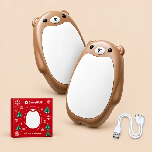 SWEETFULL Hand Warmers Rechargeable - Cute Bear Design, 2 Pack Magnetic Hot Hands, 3 Heat Levels, Portable for Outdoor & Camping, Ideal Christmas Gift-TikTokShopBlackFriday
