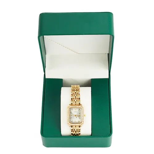 Women's Vintage Casual Square Crystal Dial Alloy Quartz Analog Fashionable Dress Watch - Clasp Closure, Retro Charm, Polished Shine, << 30M Water Resistance, Includes Gift Box & Adjuster