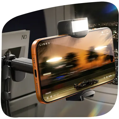 LISEN Foldable Selfie Phone Stand Tavel Stand with Beauty Light, 360° Rotation Axis, Fixed Bracket and Lanyard, Suitable for Desks, Airplanes, Suitcases, Cruise Ships and Outdoor Use #SummerVibes Cellphone Smartphone toolupgrade techvibes