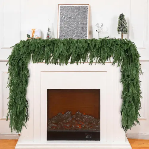 6-Ft Synthetic Norfolk Pine Garlands (2Pcs/4Pcs Options) - Real Touch Greenery, Easy-to-Hang, Nature-Infused Decoration, Christmas Aesthetic, Aesthetic Home Decor, Art Deco, Christmas Wishlist Indoor/Outdoor Home & Festive Decor