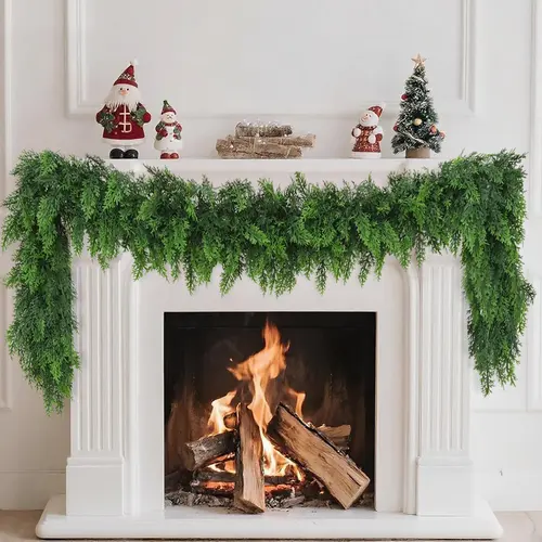 2-Pack 6-Ft Classic Irregular Artificial Cedar Garlands - Fluffy, Soft, Realistic Christmas Greenery, Easy No-Trim Garland Christmas Decor for Home, Mantle Wall Hanging, Festive Gifting