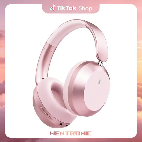 WENTRONIC Y05 High Quality Over-Ear Wireless Bluetooth 5.3 Stays Stable Headphones - Leather & Memory Foam Ear Cushions, 3.5mm Wired Option, 48H Playtime, Hi-Fi Deep Bass Stereo Audio, Foldable, Fast Type-C Charging, Volume Control, Gaming/Work/Travel Use