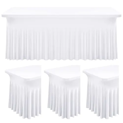 MTREO 2 4 6 Pack Spandex Tablecloth Tablecover Table Skirts for Rectangle Tables 6ft/8FT and Fitted Table Cover 1 Piece, Stretchable Wrinkle Resistant table Skirt,Spandex Table Cover for Tradeshows,Weddings, Birthday Parties