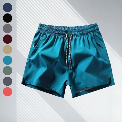 Men's Ultra-Thin Breathable Cool Above-the-Knee Athletic Shorts - Belt Closure, Fitted Cut, Quick Dry, Summer-Ready, Zipper Pockets, Stylish, Secure Small Items with Zip | Ideal for Casual & Outdoor Activities