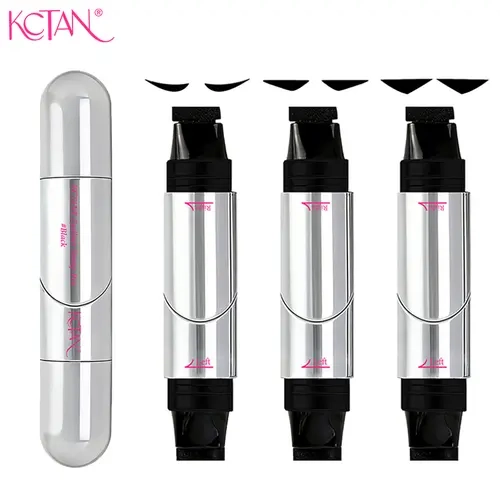 3PCS Rotating Eyeliner Stamp Pen Set – Dual-Head Wing Stamp with 3 Shape Options, Quick-Dry, Long-Lasting, Smudge-Proof for Easy Symmetrical Cat Eye, Beginner-Friendly Lazy Makeup Tool, Cosmetic Tool.#Black & Brown