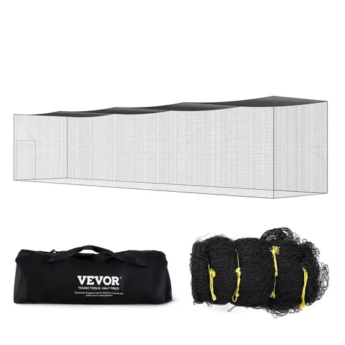 VEVOR 55 ft Rainproof Enclosed PE Mesh Batting Net, Portable Pitching Cage with Cage Door & Carry Bag, Heavy Duty Integrated Design with Portable Setup for Baseball Batting Practice (Net Only)