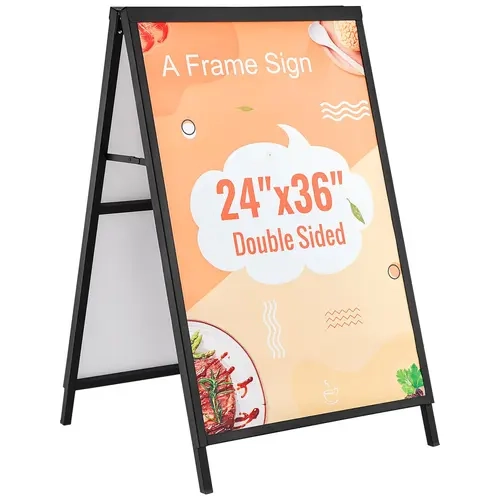 VEVOR 14 lbs Wind-Steady Foldable A-Frame Sidewalk Sign, 24x36 in Heavy-Duty Slide-In Holder, Double-Sided Thickened Steel Pavement Poster for Outdoor Business Advertising (Frame Only)#SohoChic